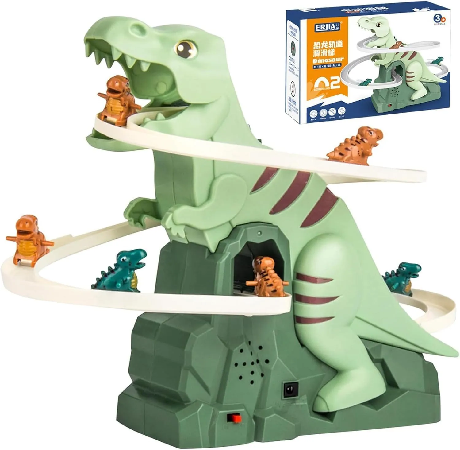 Dinosaur Climbing Slide Music Toy, Electric Dinosaur Roller Coaster Toy with Lights and Music, Dinosaur Climbing Slide Toys, Electric Race Track Game Fun Track Slide Roller Coaster Toys (1PCS)