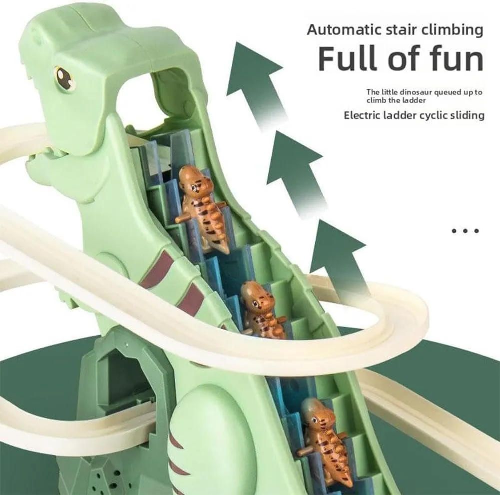 Dinosaur Climbing Slide Music Toy, Electric Dinosaur Roller Coaster Toy with Lights and Music, Dinosaur Climbing Slide Toys, Electric Race Track Game Fun Track Slide Roller Coaster Toys (1PCS)