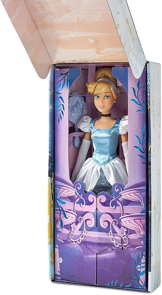 Disney Store Official Disney Princess Classic Doll (Cinderella), 11 Inches, Includes Brush with Molded Details, Fully Posable Toy in Classic Outfit - Disney Princess Toys for Girls