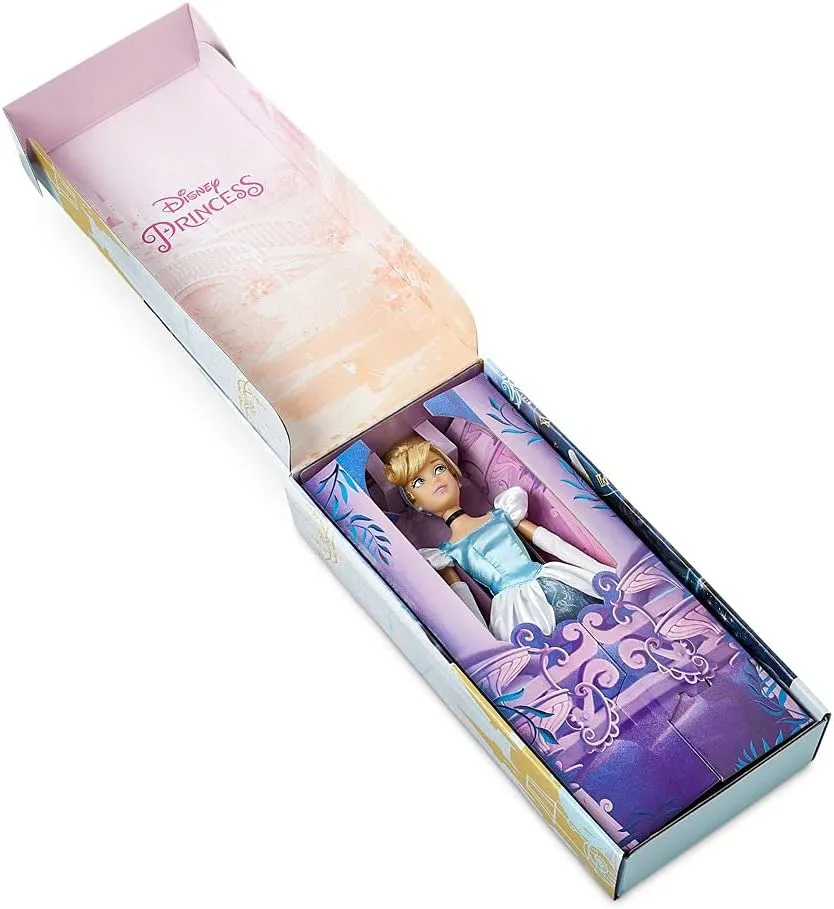 Disney Store Official Disney Princess Classic Doll (Cinderella), 11 Inches, Includes Brush with Molded Details, Fully Posable Toy in Classic Outfit - Disney Princess Toys for Girls