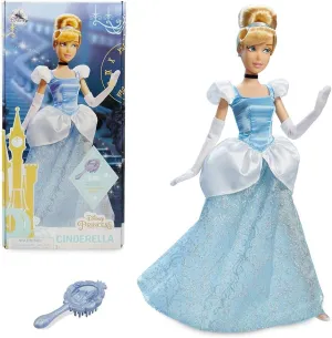 Disney Store Official Disney Princess Classic Doll (Cinderella), 11 Inches, Includes Brush with Molded Details, Fully Posable Toy in Classic Outfit - Disney Princess Toys for Girls