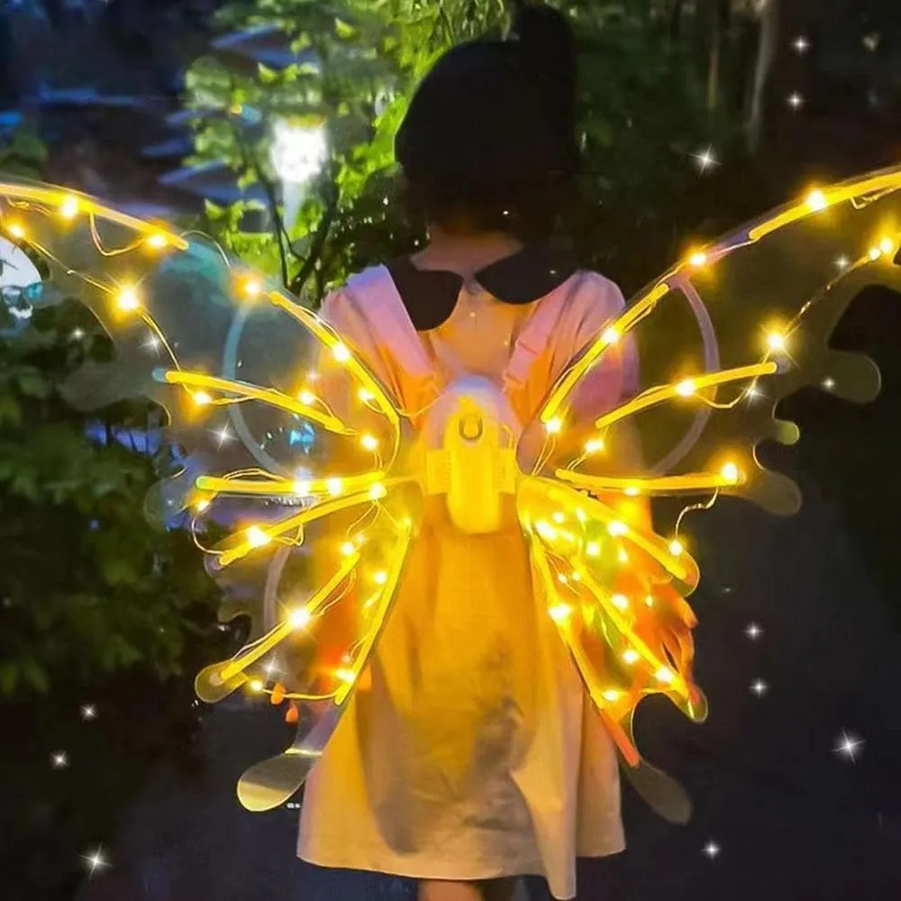 DIY Electric Sparkling Butterfly Fairy Wings with Lights Music, LED Moving Fairy Wing for Kids Pets Cosplay costume