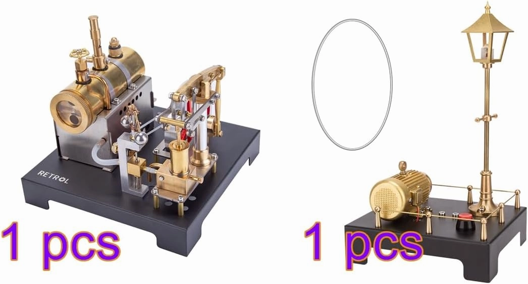 DIY Assembly Steam Engine Model Kit with Boiler and Lamp Scene DIY Kit, SE-01 Full Metal Beam Engine, Educational Engineering & Science Kit for Adults