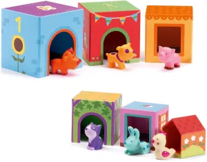 DJECO Topanifarm Blocks - Build a Farm, Wooden Blocks & Animal Toys for Home, School or Gifts - Fun & Creative for Family & Friends - Playful, Educational Toys for Preschool, Kids Months 18 