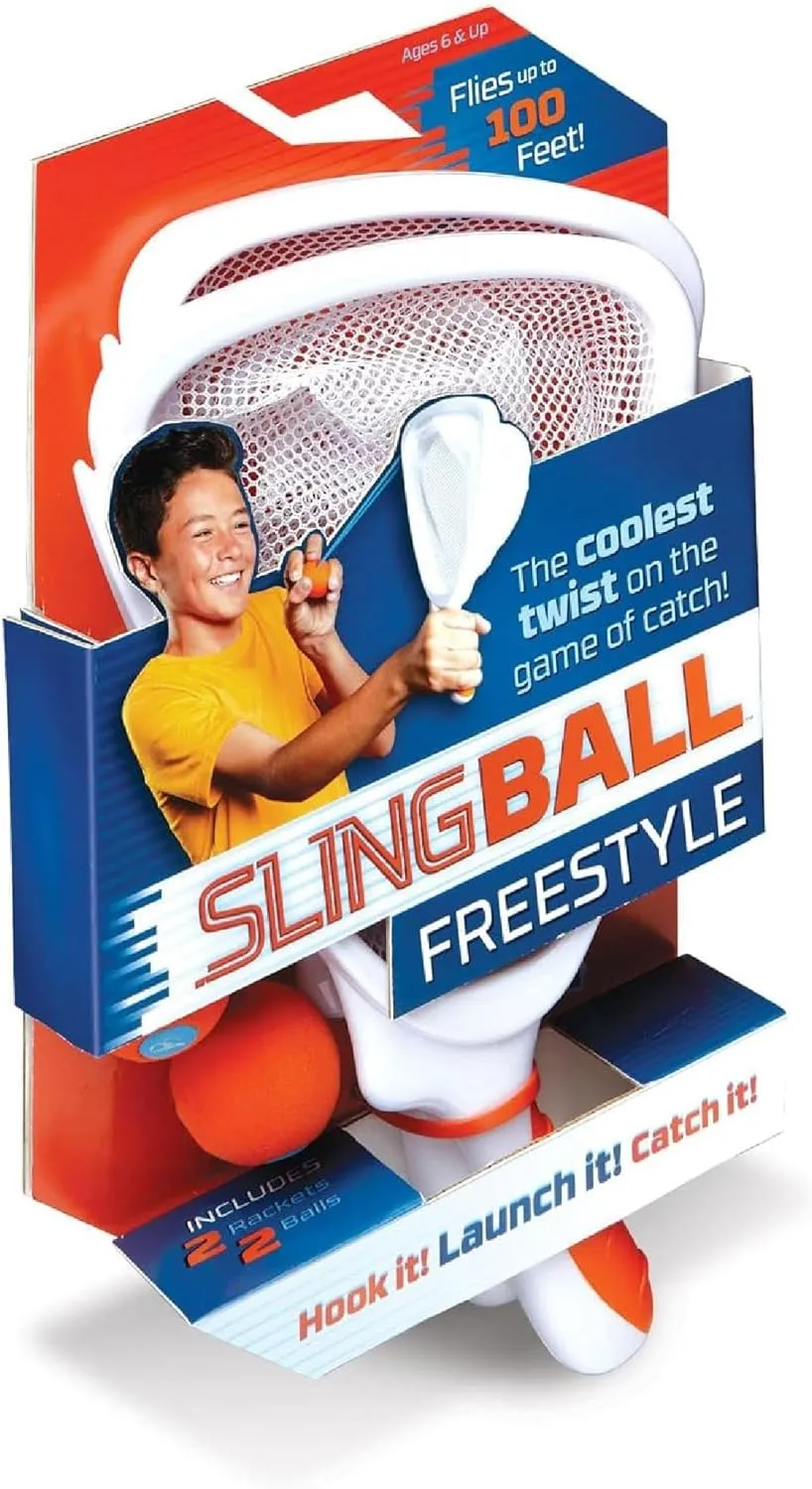 Djubi Slingball, The Ultimate Game of Catch, Long Distance Slingshot Scoop Ball Set, Fun Indoor & Outdoor Sports Toy - Freestyle