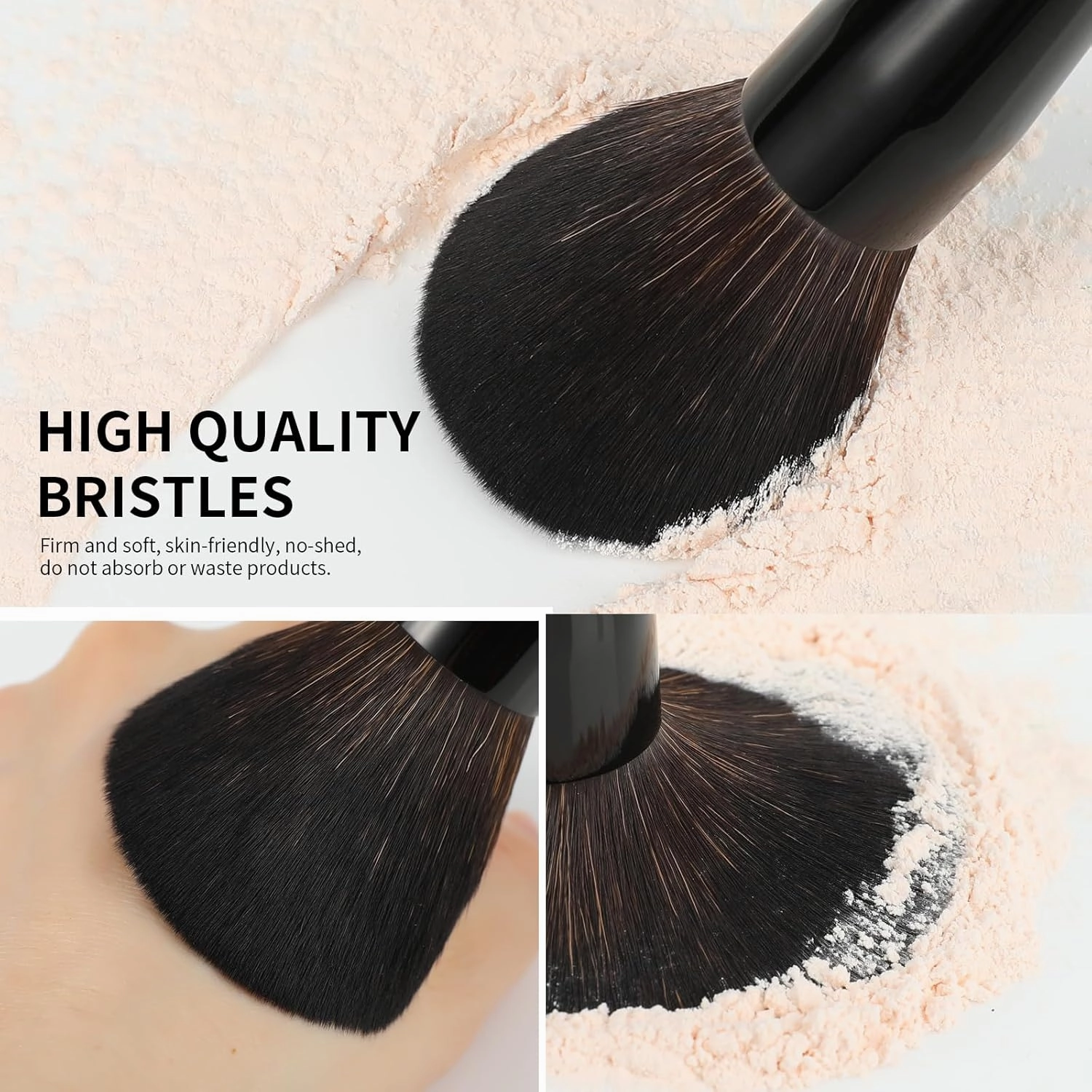 Docolor Makeup Brushes 15Pcs Obsidian Makeup Brush Set Premium Synthetic Powder Kabuki Foundation Contour Blush Concealer Eye Shadow Blending Eyeliner Crease Eyebrow Make Up Brush Kit