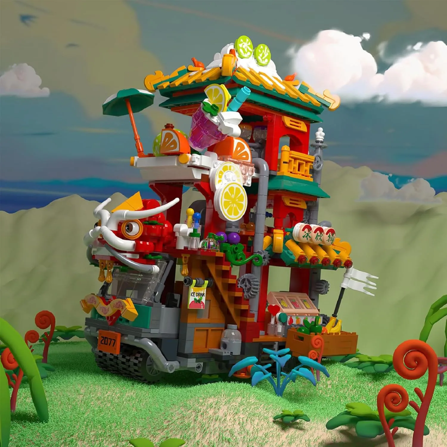 Dragon Toy Building Sets, Cute Dragon Face Drink Model Car Toy Block Set Small Brick Model Kit, Creative Mini Building Block Christmas Birthday Unique Gift for Adults Boys Girls Kids Age 8 