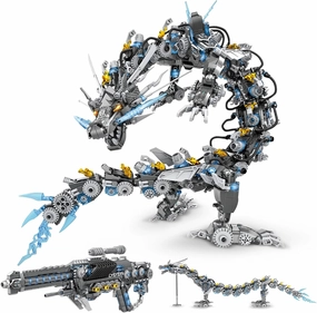 Dragon Building Blocks Sets for Adults, 2 in 1 Grey Mechanical Dragon Animal Building Model Collectible Display Toys, Cool Creative Gifts for Boys Teens Fans (1390 Pcs)