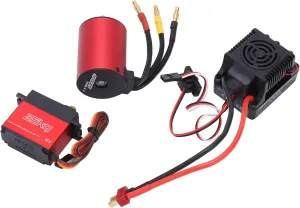 Drfeify Portable 3100KV Motor 60A ESC with Waterproof 25KG Servo for RC Racing Car RedAluminum