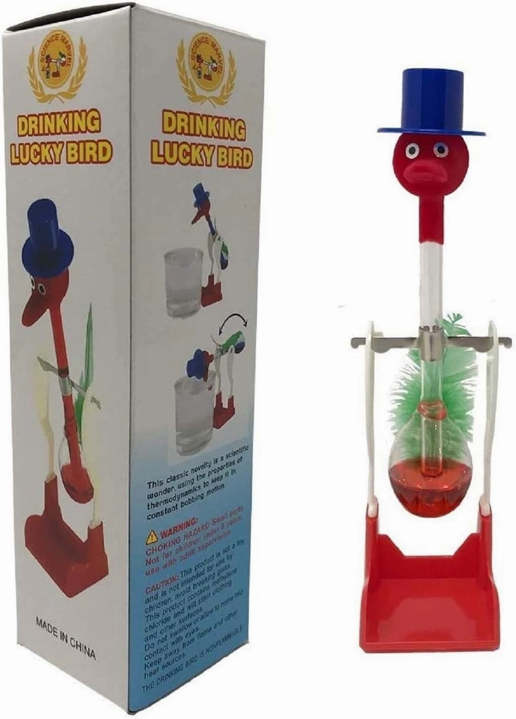 Drinking Bird Perpetual Motion (4 Pack) The Original Vintage Retro Magic Sippy Dipping Bird A Science Wonder Bulk Set of 4-The Incredible Bird That Drinks Water