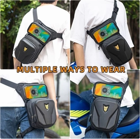 Drop Leg Bag Motorcycle Waist Pack Pouch Waterproof Riding Cycling Thigh Tactical Bag with Hard Shell for Men, Motorcycle Side Pouch Phone Storage Hip Fanny Pack Bags (Style C)