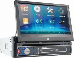 Dual Electronics XDVD179BT 7-inch Motorized Flip Out LED Media Touch Screen Single DIN Car Stereo Radio | CD/DVD | Push to Talk Assistant | Backup Camera Input | Bluetooth | USB Playback and Charge