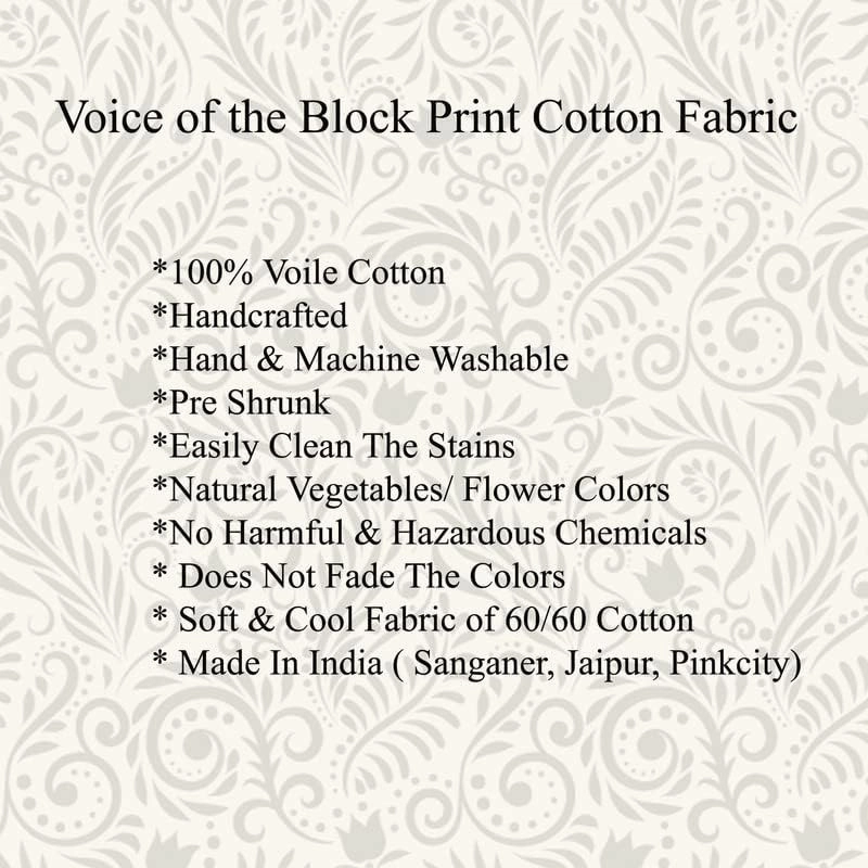 E-Tailor® Indian Handmade Ethnic 100% Cotton Running Hand Block Print Natural Fabric for Dressmaking, Sewing, Crafting, Upholestry Fabric by The Yards (Jungle Green, 3 Yards)