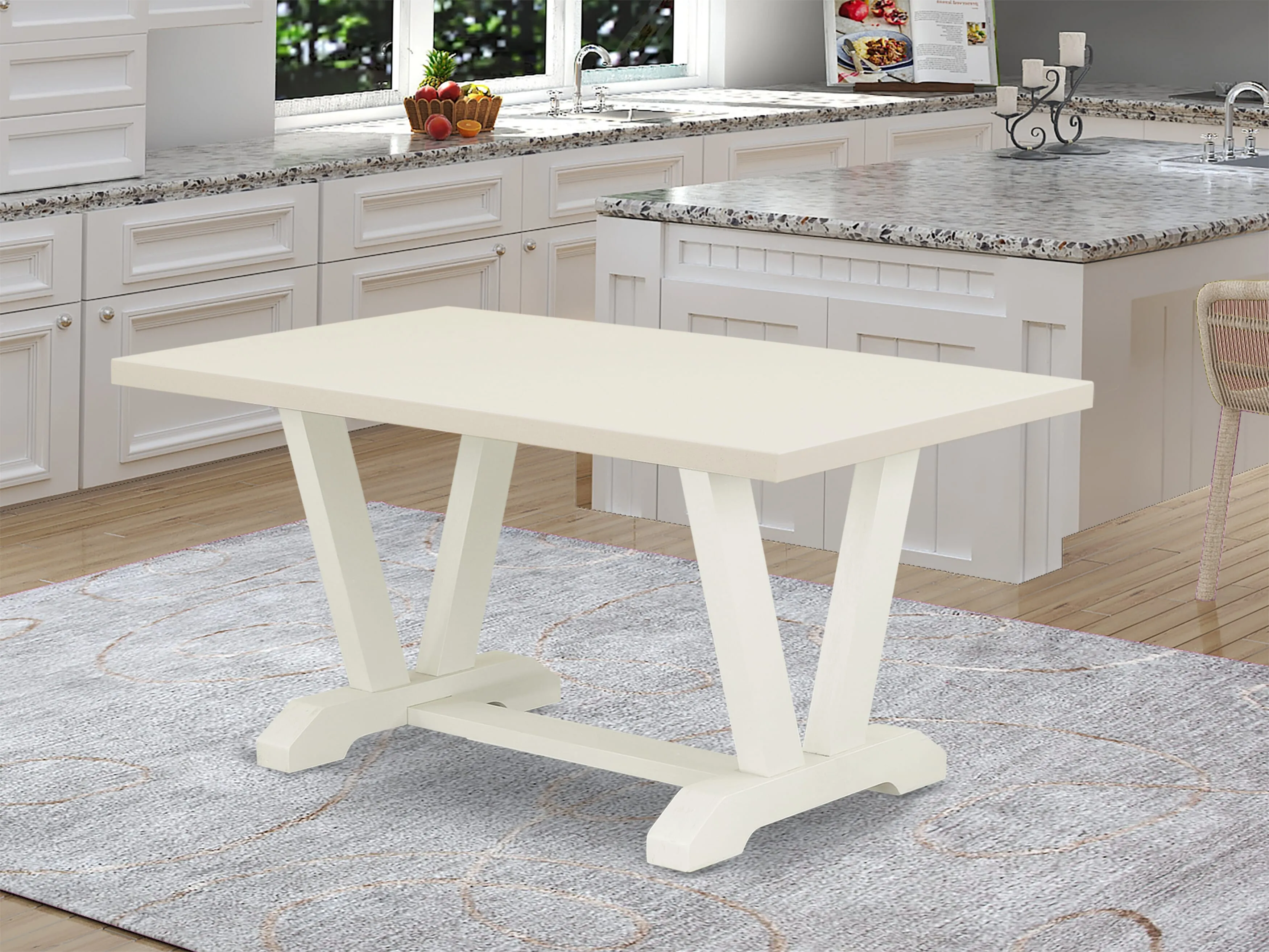 East West Furniture V026DR207-5 - 5-Piece Dining Room Table Set - 4 Parson Dining Chairs and a Rectangular Table Hardwood Structure