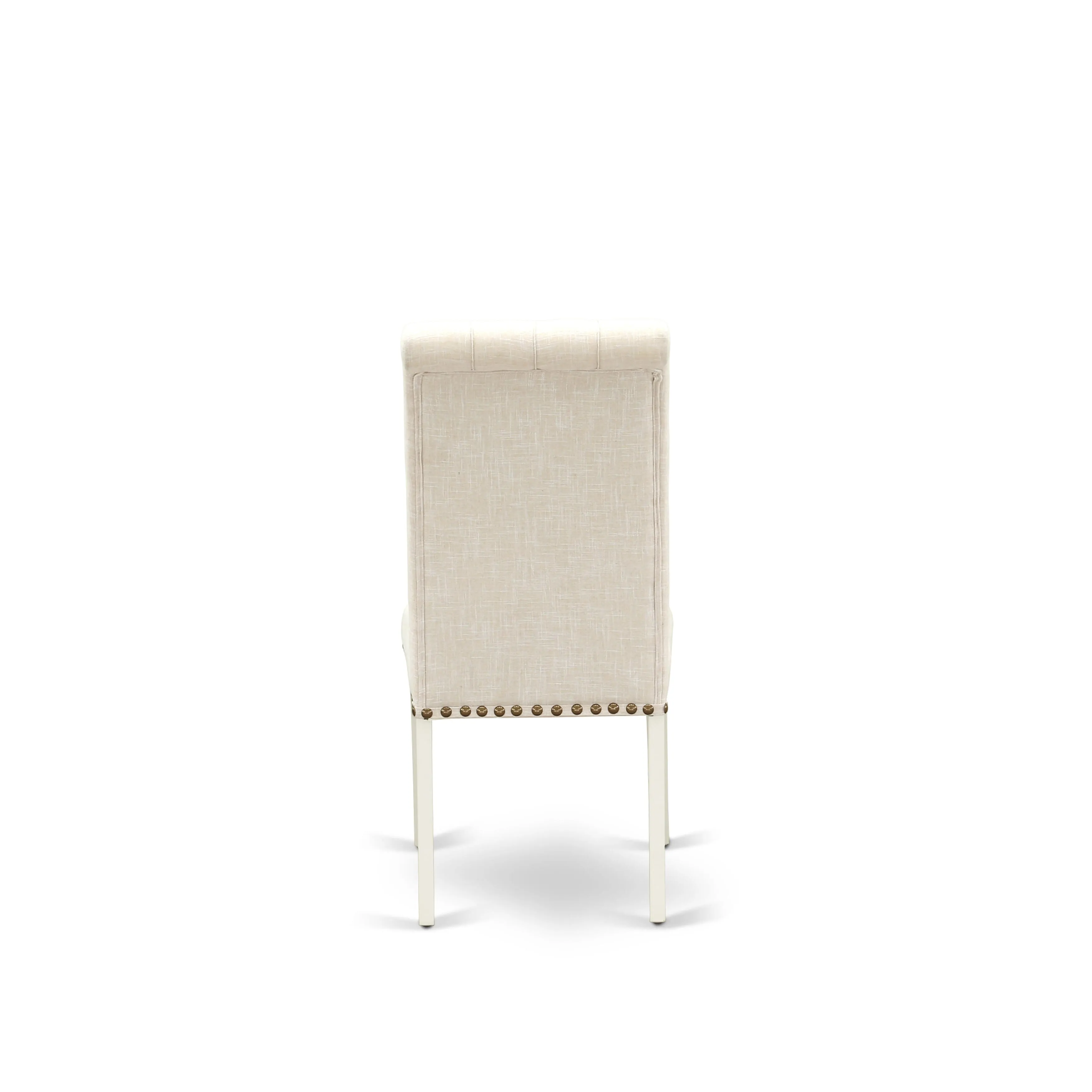 East West Furniture X027BR202-7 7 Piece Kitchen Table Set Consist of a Rectangle Dining Table with X-Legs and 6 Light Beige Linen Fabric Parson Dining Chairs