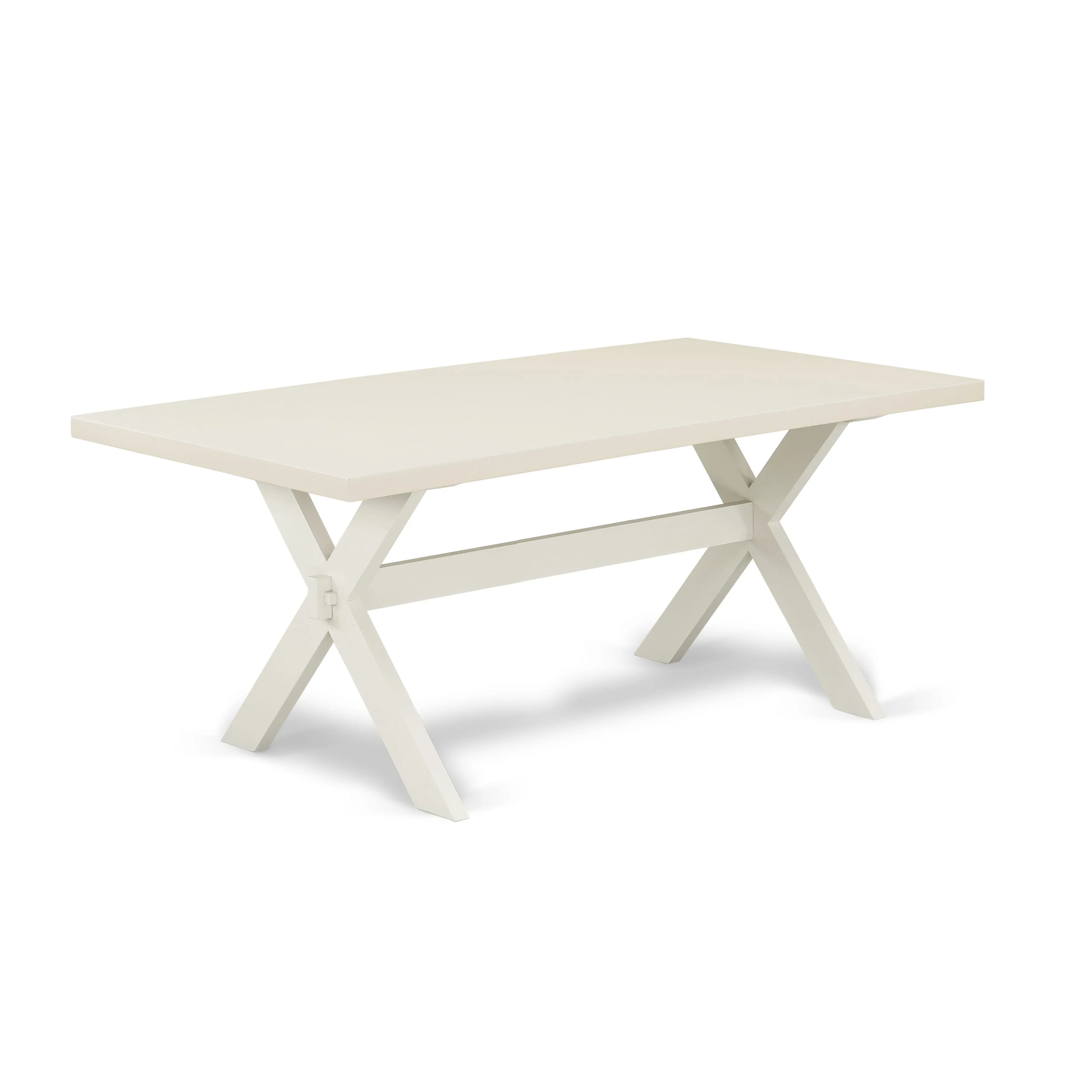 East West Furniture X027DR207-7 7 Piece Modern Dining Table Set Consist of a Rectangle Dining Room Table with X-Legs and 6 Gray Linen Fabric Parsons Chairs