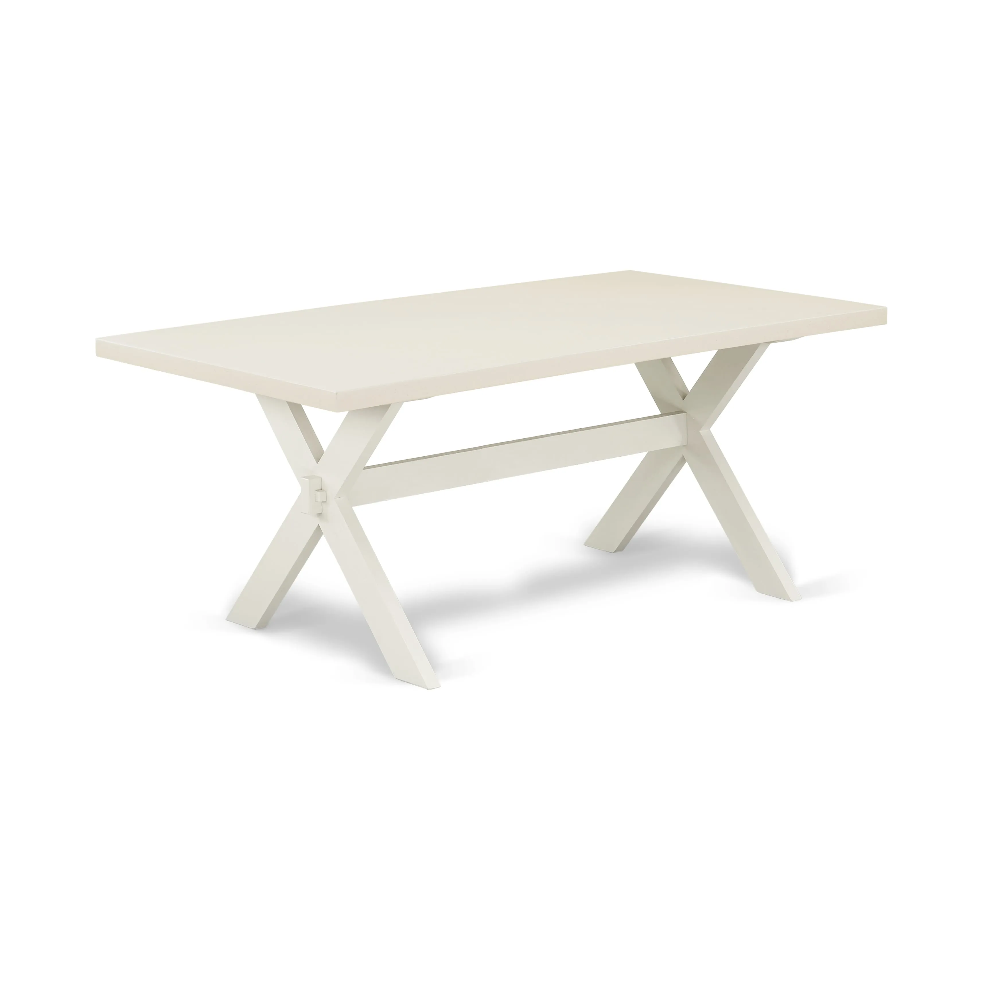 East West Furniture X027DR207-7 7 Piece Modern Dining Table Set Consist of a Rectangle Dining Room Table with X-Legs and 6 Gray Linen Fabric Parsons Chairs