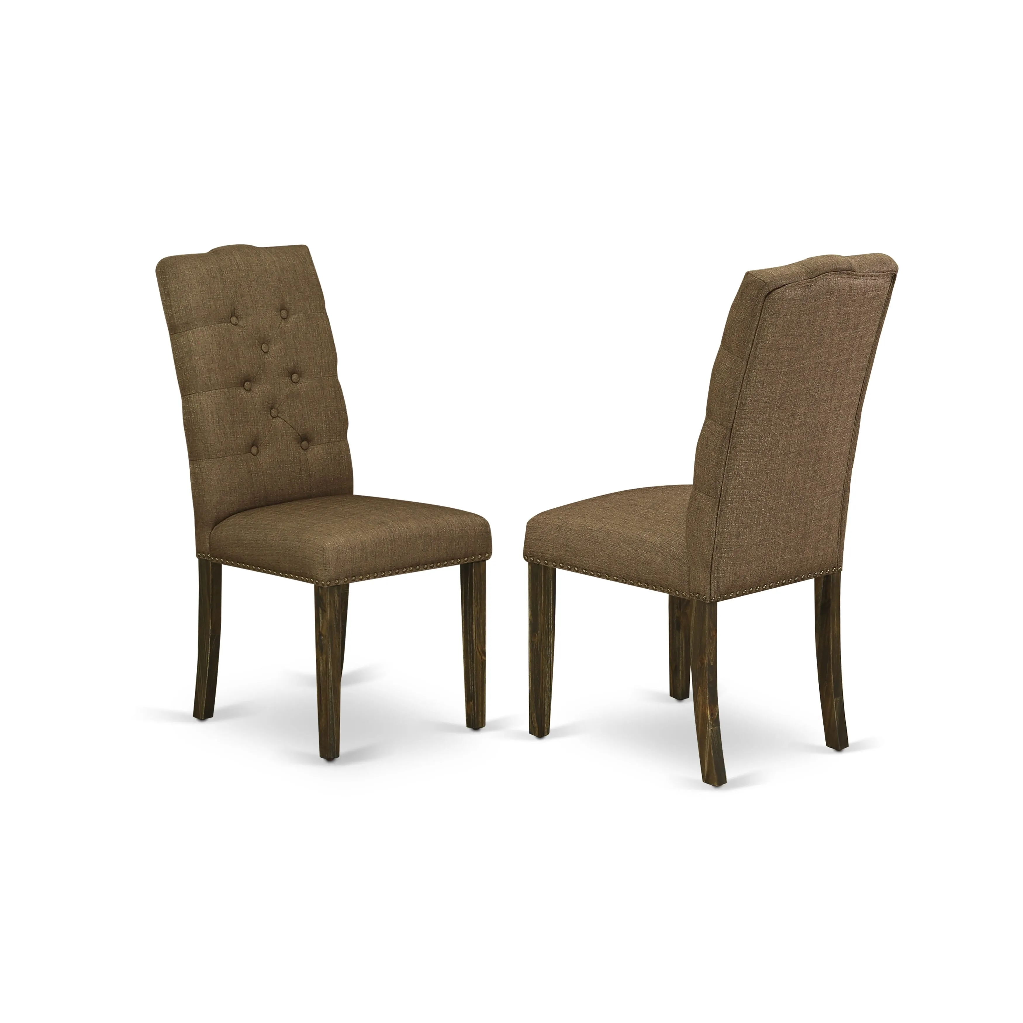 East West Furniture X726EL718-7 7 Piece Dining Set Consist of a Rectangle Dining Room Table with X-Legs and 6 Brown Linen Linen Fabric Upholstered Chairs