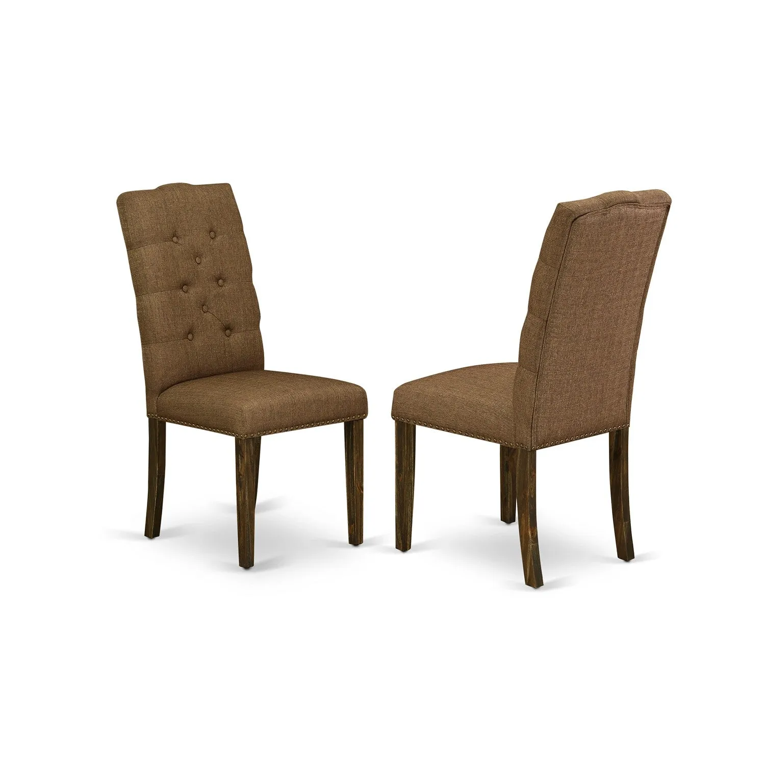 East West Furniture X776EL718-7 7 Piece Dining Table Set Consist of a Rectangle Kitchen Table with X-Legs and 6 Brown Linen Linen Fabric Parson Dining Chairs, 36x60 Inch, Multi-Color