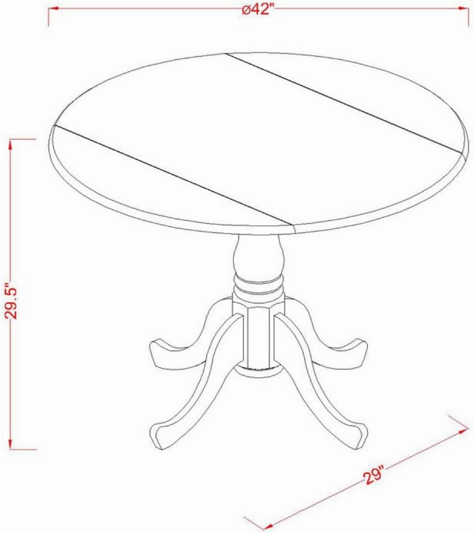 East West Furniture DLVA3-ESP-C 3 Piece Kitchen Table & Chairs Set Contains a Round Dining Room Table with Dropleaf and 2 Linen Fabric Upholstered Chairs, 42x42 Inch, Espresso