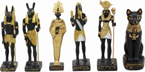 Ebros Gift Egyptian Classical Deities Osiris Thoth Seth Horus Anubis Bastet Set of 6 Miniature Figurine Gods of Egypt Dollhouse Miniature Figurines Legends of Ancient Egypt Collectible