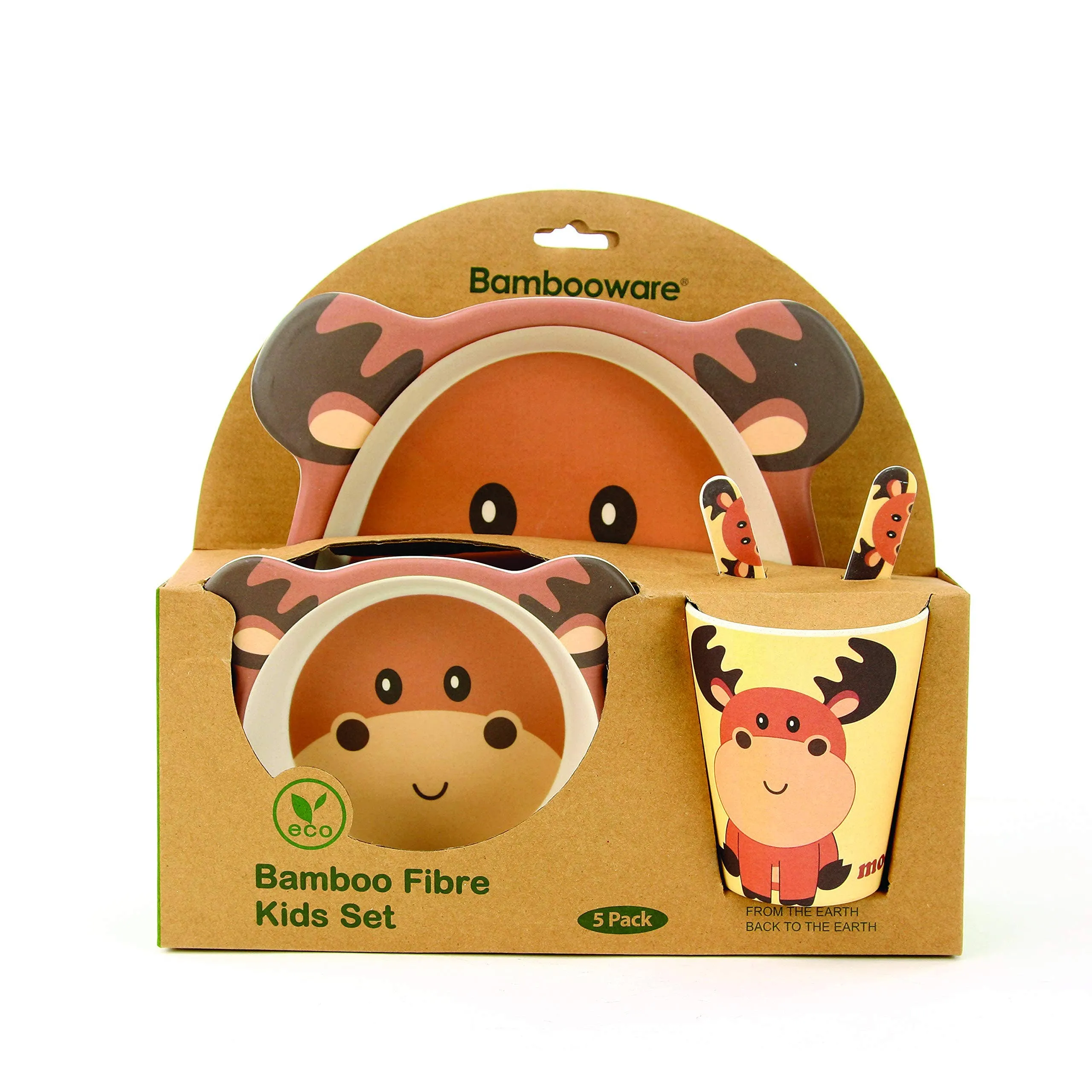 Eco Bamboo Fibre 5-pc. Moose Kid's Dinnerware Set