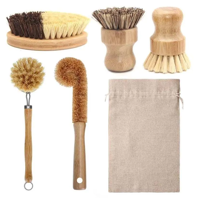 Eco Friendly Bamboo Cleaning Brush Set