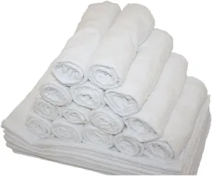 Economy White Washcloths for Bathroom-Motel-Kitchen-Spa-Gym-Salon - All Natural Cotton, Highly Absorbent Motel Grade Face Towels, 12x12 Inches - Eco-Friendly, Bulk-Pack Set of 24