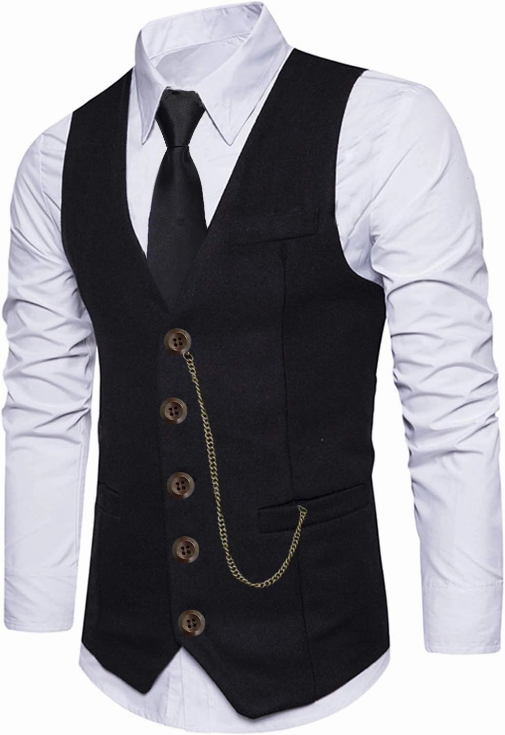 EFORLED 1920s Mens Costume Fedora Hat,Gatsby Gangster Vest,Vintage Pocket Watch,Pre Tied Bow Tie,Tie