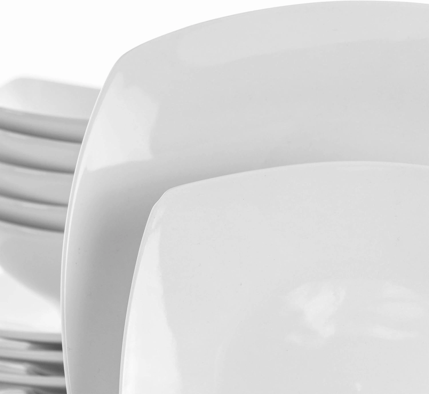 Elama White Porcelain Dish Dinnerware Set, 18 Piece, Newman
