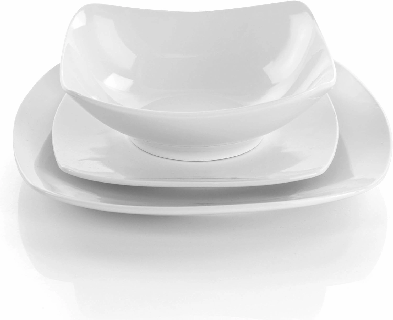 Elama White Porcelain Dish Dinnerware Set, 18 Piece, Newman