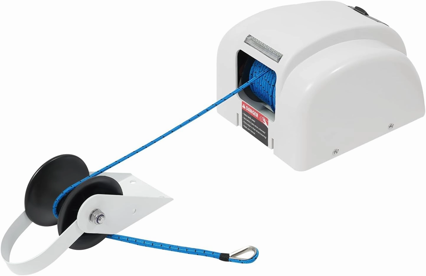 Electric Anchor Winch Anchoring Capacity Up to 45 LBS, 12-Volt DC Boat Anchor Wench with Remote Control, High Efficiency Marine Saltwater Windlass Complete Set with 100 Feet Rope, White