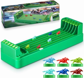 Electric Horse Racing Board Game Mini Portable 6-Horse Racing Table Desktop Derby Game for Adult Family Party Entertainment