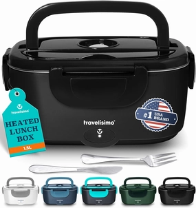 Electric Lunch Box For Adults, 80W Heated Lunch Box 1.5L Stainless Steel Heatable Lunchbox For Men, 12/24/110V Portable Food Warmer For Car Truck Work, Loncheras Para Hombres De Trabajo