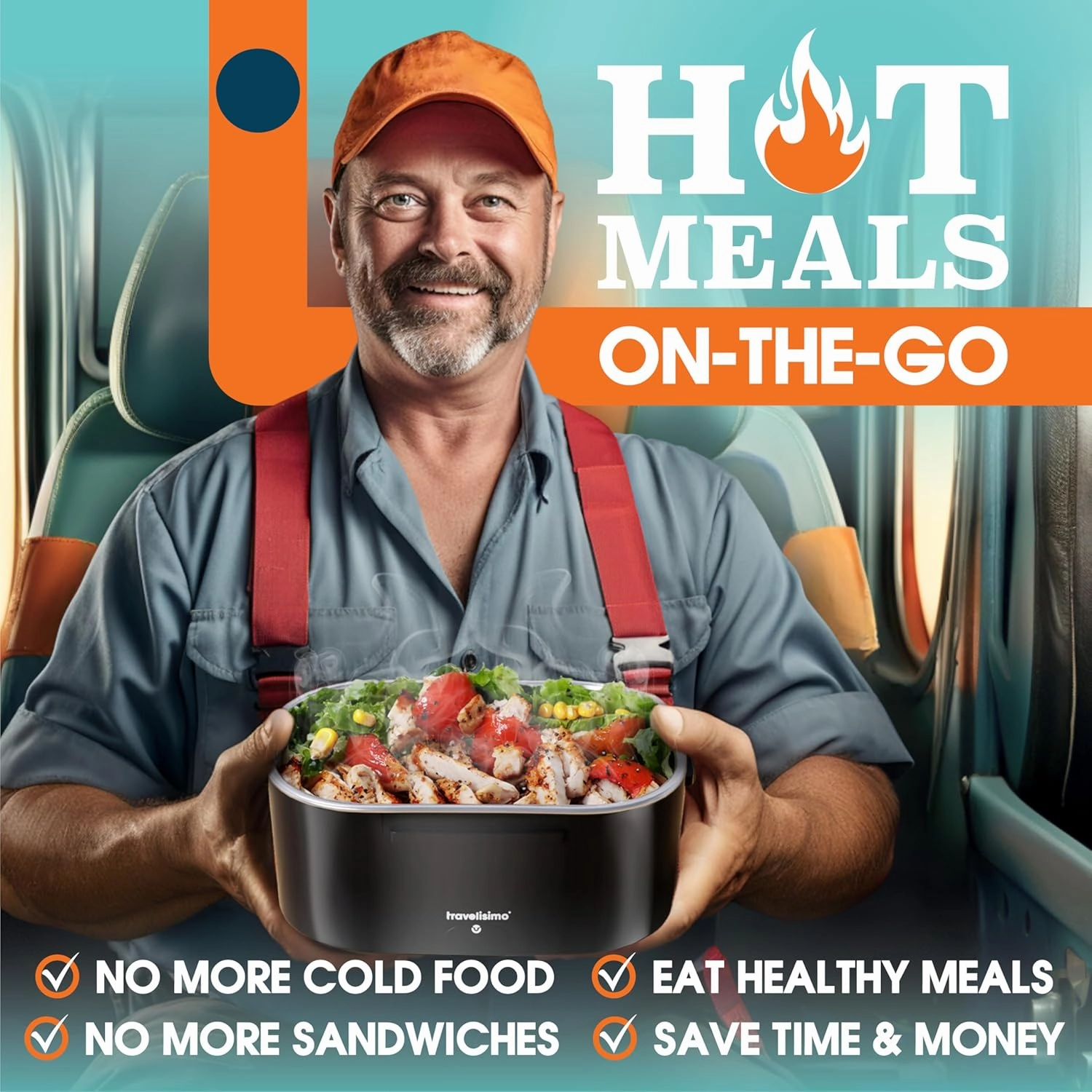 Electric Lunch Box For Adults, 80W Heated Lunch Box 1.5L Stainless Steel Heatable Lunchbox For Men, 12/24/110V Portable Food Warmer For Car Truck Work, Loncheras Para Hombres De Trabajo