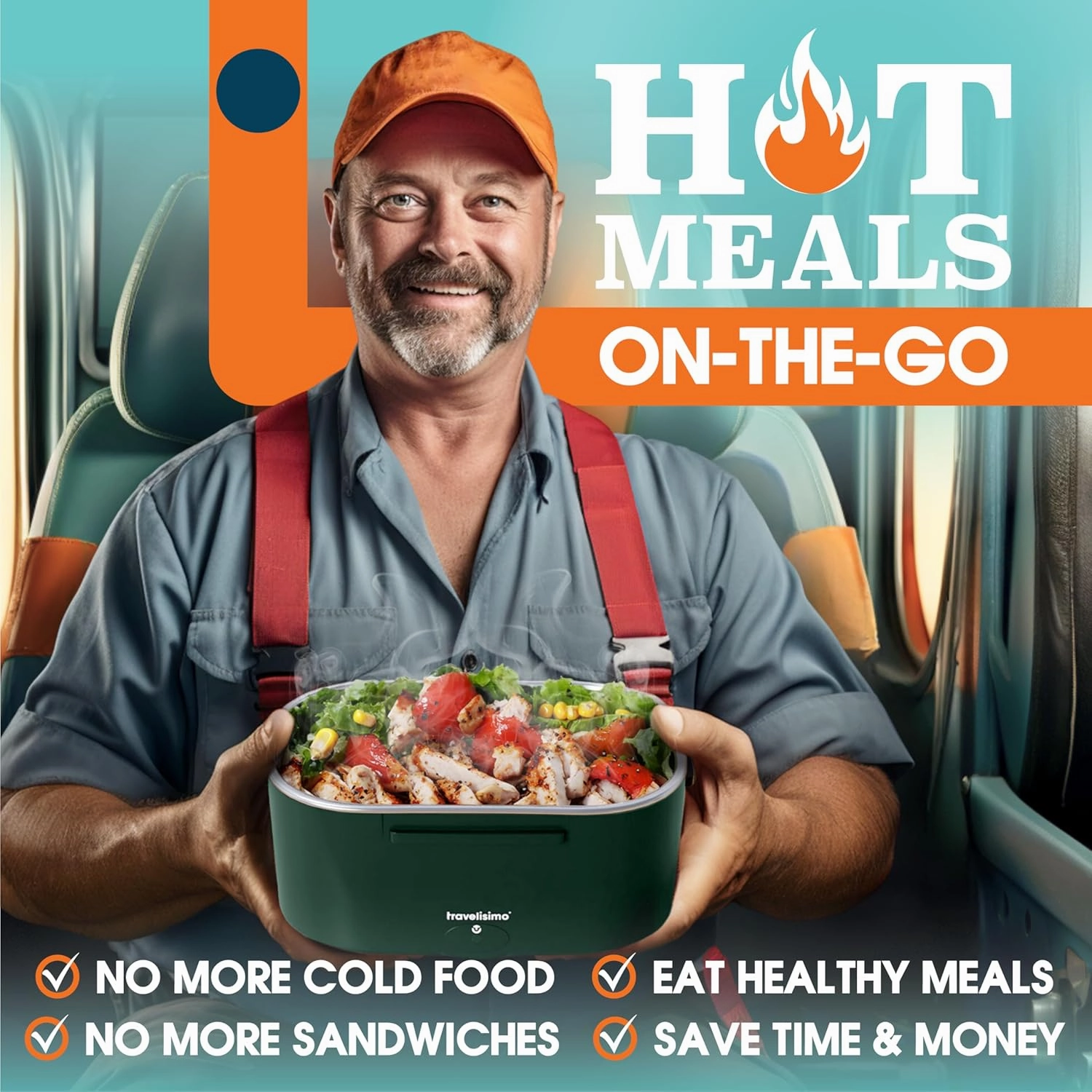 Electric Lunch Box For Adults, 80W Heated Lunch Box 1.5L Stainless Steel Heatable Lunchbox For Men, 12/24/110V Portable Food Warmer For Car Truck Work, Loncheras Para Hombres De Trabajo
