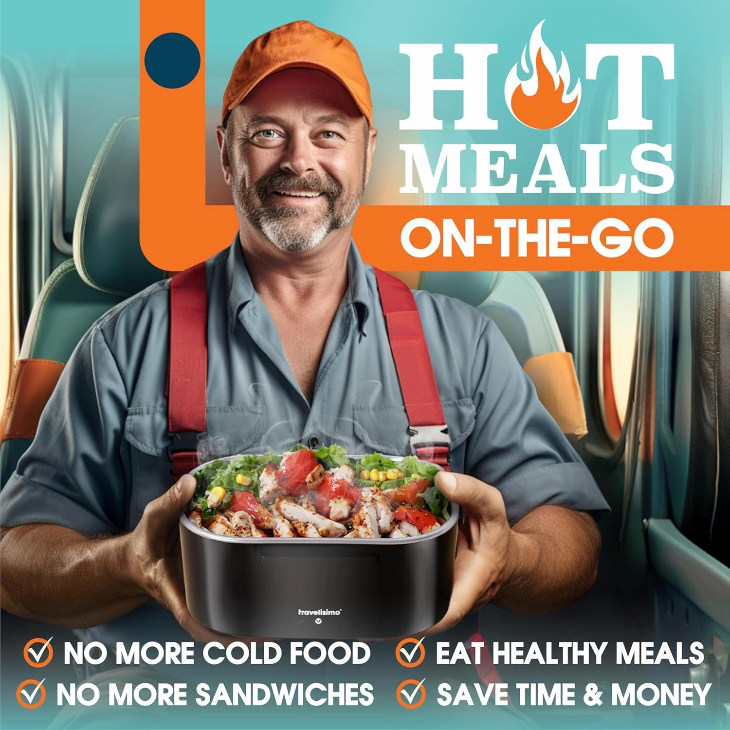 Electric Lunch Box For Adults, 80W Heated Lunch Box for Men 1.5L Stainless Steel, Portable Food Warmer for Car Truck Work, 12/24/110V, Loncheras Para Hombres De Trabajo, Heatable Lunchbox