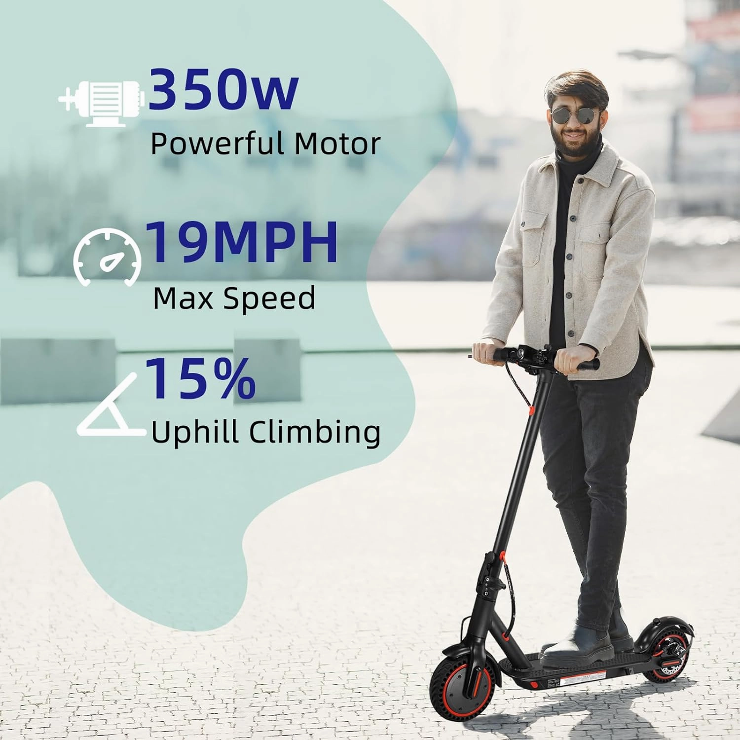 Electric Scooter,18/25-Mile Long Range & 19/22MPH Max Speed,350W Motor, Foldable E Scooter for Commuting & City Travel,APP-Connected with 8.5/10.0 Solid Tires