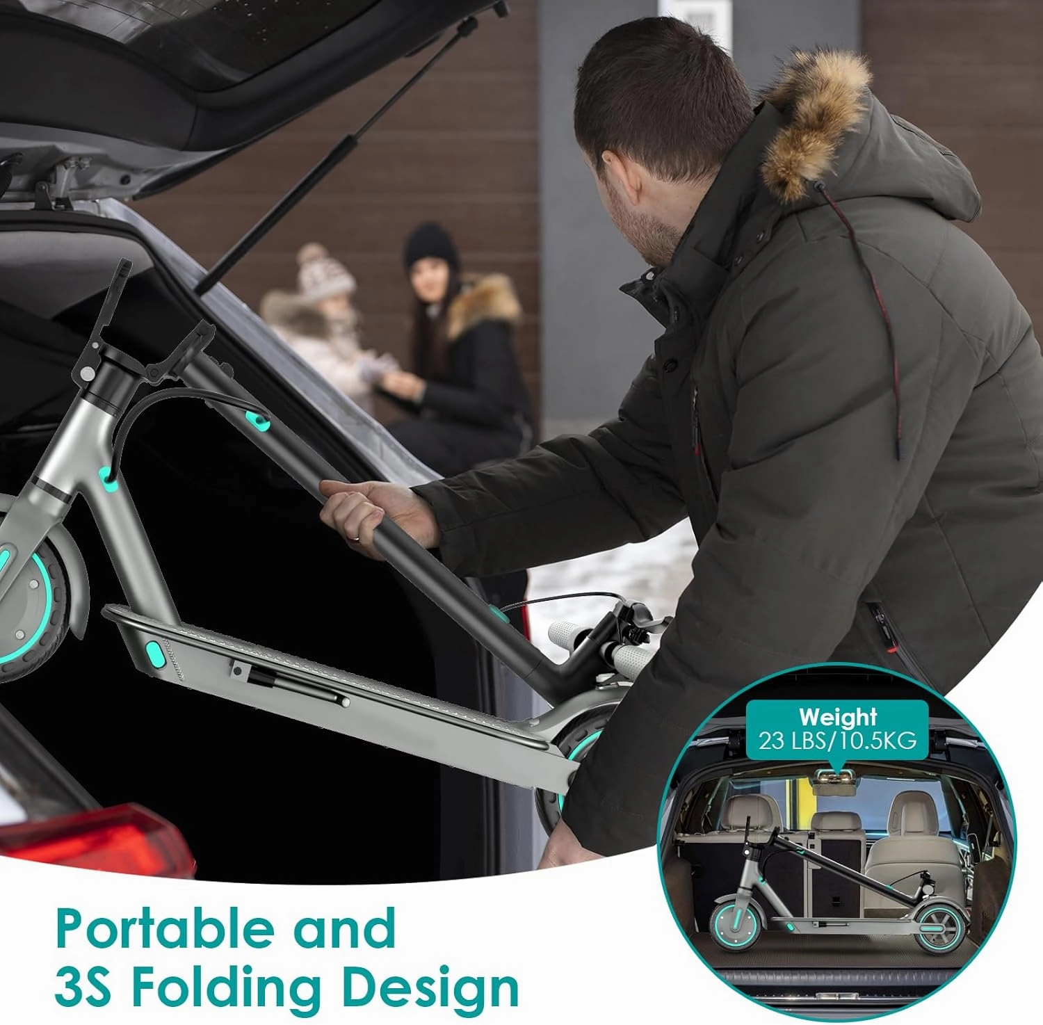 Electric Scooter,350W/500W/600W Powerful Motor,8.5/10” Tires,Up to 19/25 MPH,15/21/28 Mile Range,Dual Braking System,Foldable Lightweight EScooter for Adults,Max Load 265 LBS
