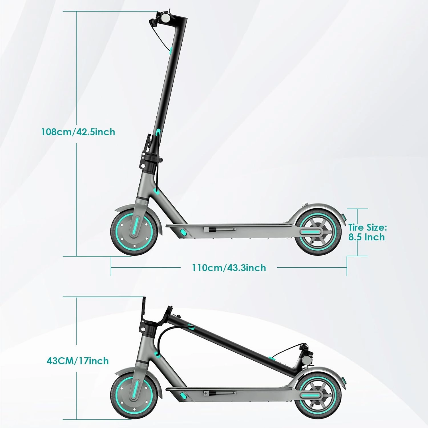 Electric Scooter,350W/500W/600W Powerful Motor,8.5/10” Tires,Up to 19/25 MPH,15/21/28 Mile Range,Dual Braking System,Foldable Lightweight EScooter for Adults,Max Load 265 LBS