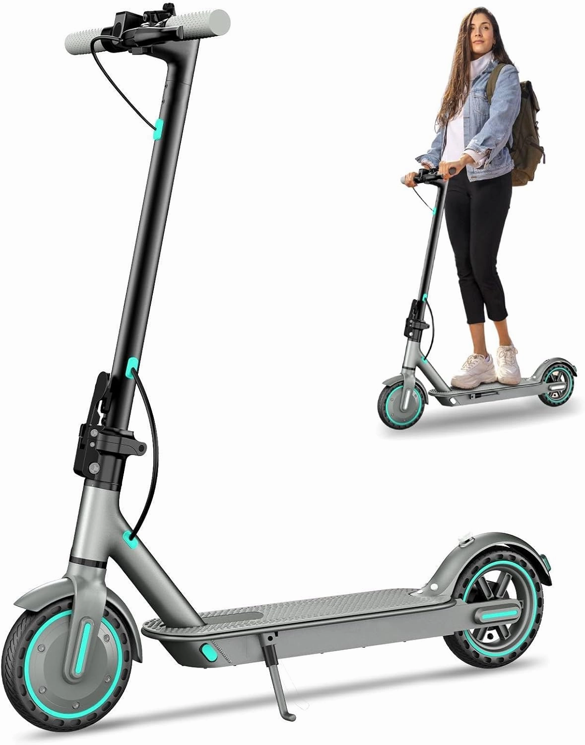 Electric Scooter,350W/500W/600W Powerful Motor,8.5/10” Tires,Up to 19/25 MPH,15/21/28 Mile Range,Dual Braking System,Foldable Lightweight EScooter for Adults,Max Load 265 LBS