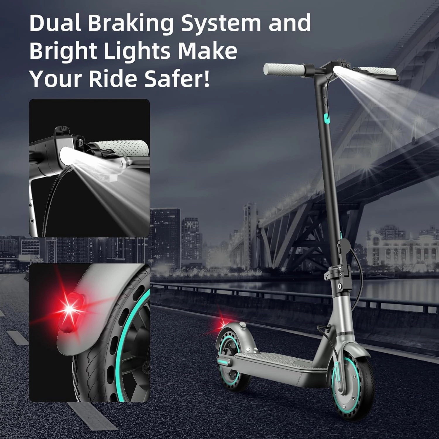 Electric Scooter,350W/500W/600W Powerful Motor,8.5/10” Tires,Up to 19/25 MPH,15/21/28 Mile Range,Dual Braking System,Foldable Lightweight EScooter for Adults,Max Load 265 LBS