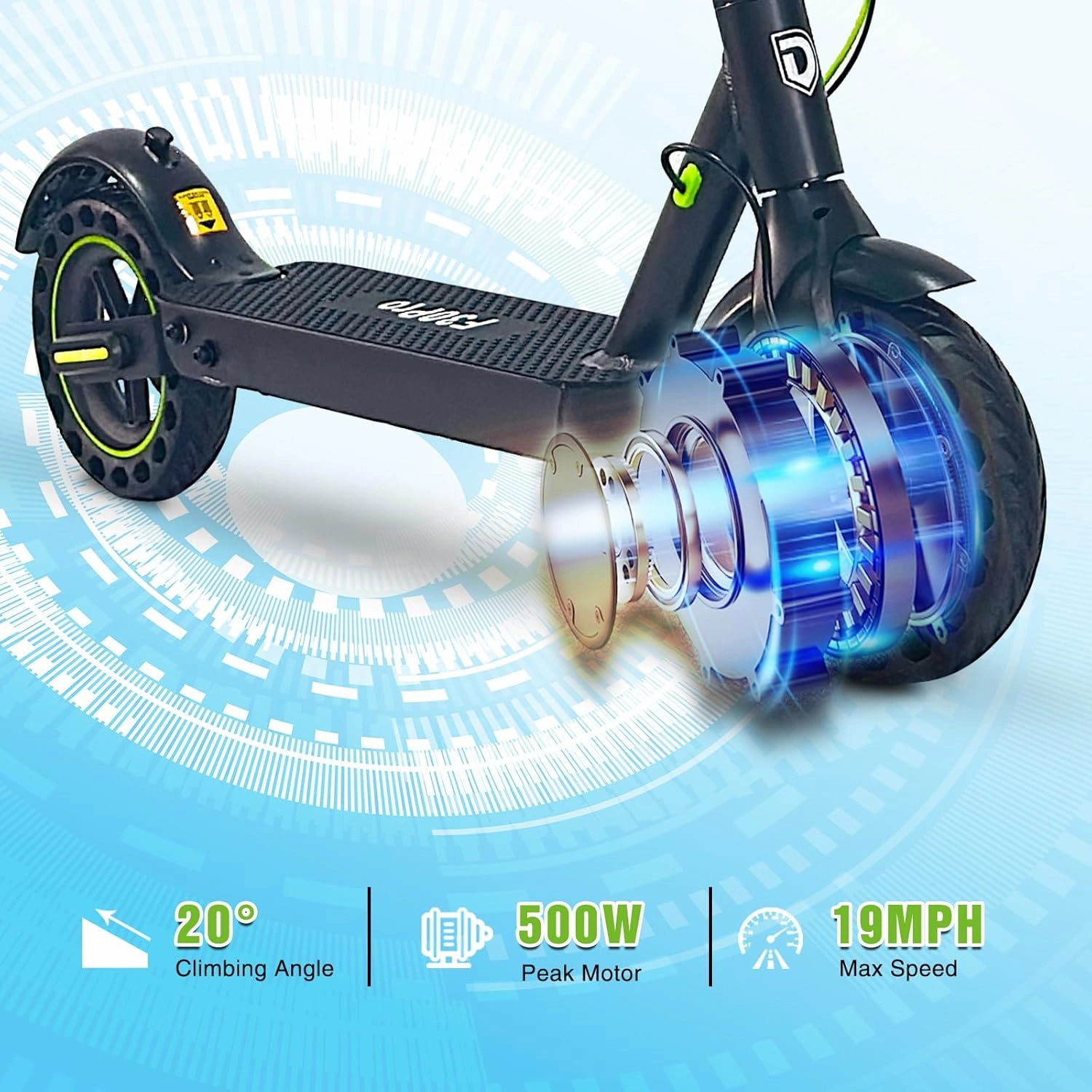 Electric Scooter,500W Powerful Motor&19 MPH,Long Battery&12/21/25 Miles Range,8.5" 10" Solid Tires,Rear Suspension,Folding Sport Scooters with Dual Brake System&Lights,App
