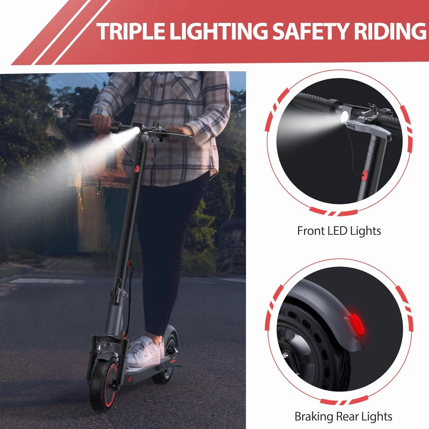 Electric Scooter, 8.5" /10" /14" Tire, 16/19/22 Mph Top Speed, 12/22/27/28/49 Miles Long Range, Folding Escooter for Adults and Teens with Dual Braking,Dual Suspension, App