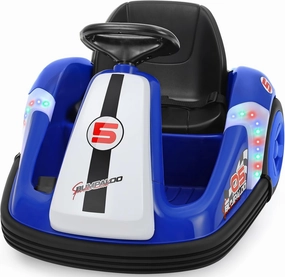 ELEMARA 12V Kids Bumper Car with Big Wheel, 2.2 Mph Max, Toddler Bumper Cars with Remote, Baby Bumping Toy Car with DIY Stickers,360 Degree-Spin, Music, Bluetooth,LED Lights, Blue
