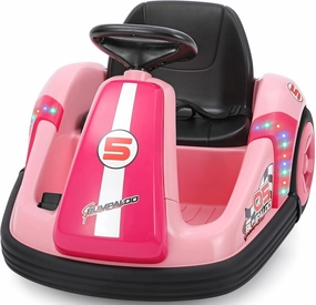 ELEMARA Toddler Bumper Car with Big Wheels, 2.2 Mph, Ride On Toys for Toddlers with DIY Stickers, 12v Electric Bumper Cars for Kids with Bluetooth,LED Light,Music for Indoor Outdoor,Peach Pink