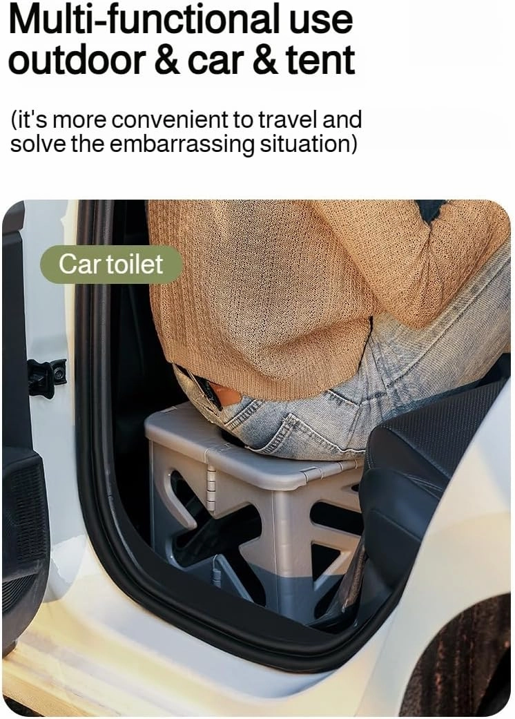 Ellniges]【Carrying Folding Toilet - Heavy-Duty Portable Stool for Camping, Odor-Free Emergency, Lightweight and Compact Design, Perfect for Outdoor Adventures