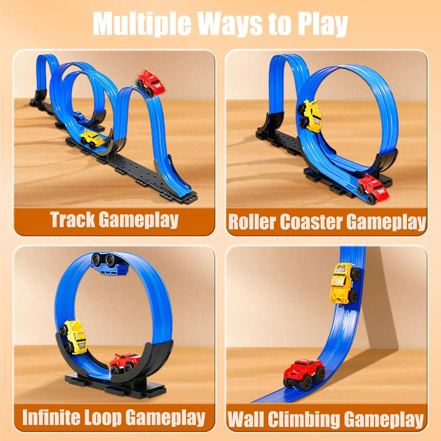 Emboadlie Magnetic Wall Climbing Toy Car, Educational Anti-Gravity Inertial Wall Climbing Car, Pull-Back Toy Cars (Blue Red Yellow)