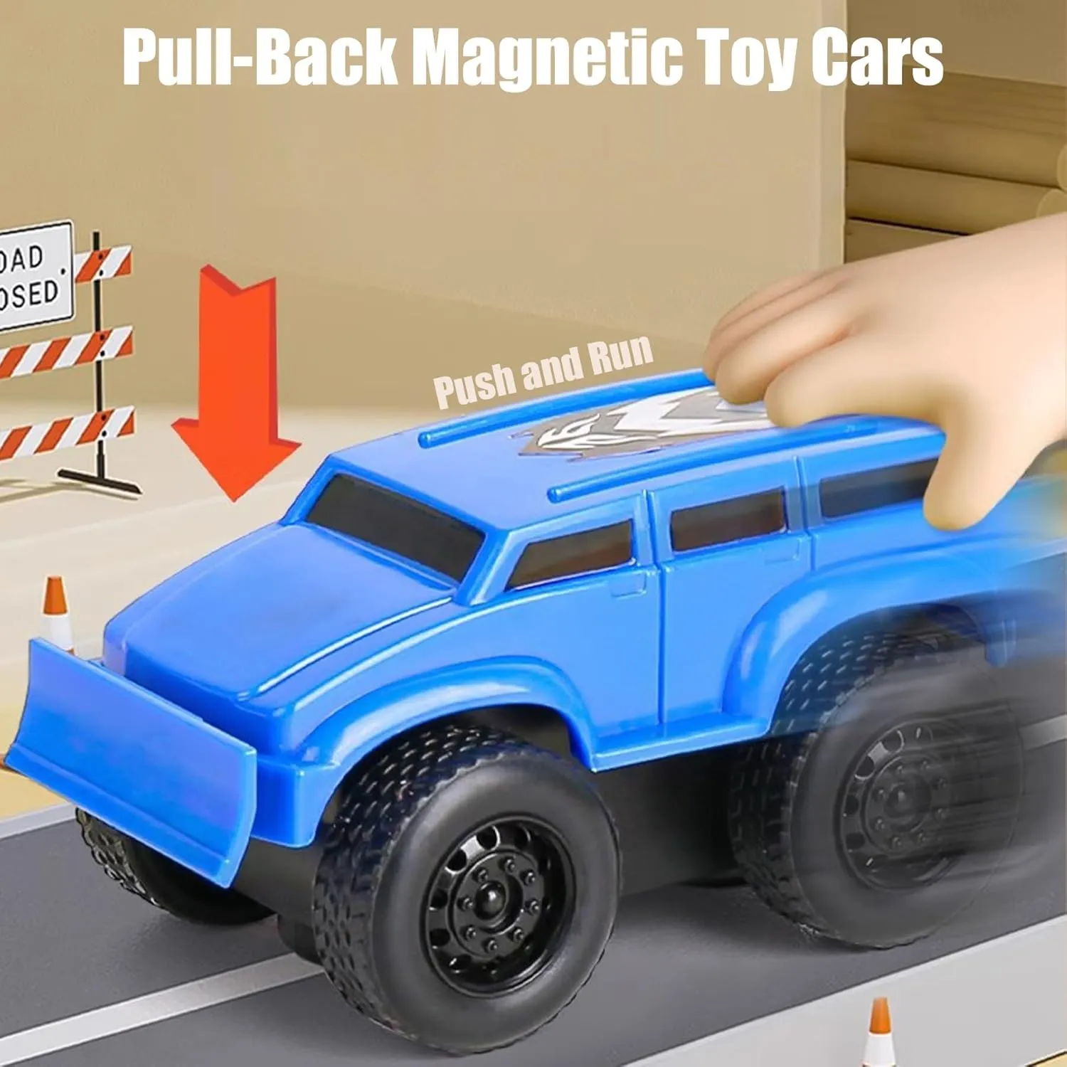 Emboadlie Magnetic Wall Climbing Toy Car, Educational Anti-Gravity Inertial Wall Climbing Car, Pull-Back Toy Cars (Blue Red Yellow)
