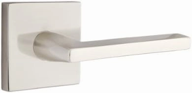 EMTEK Concealed Fastener Square Rosette Passage Set with Matching Finish Helios Lever - Choice of 7 Finishes - C5110HLOUS15 - Satin Nickel (US15)